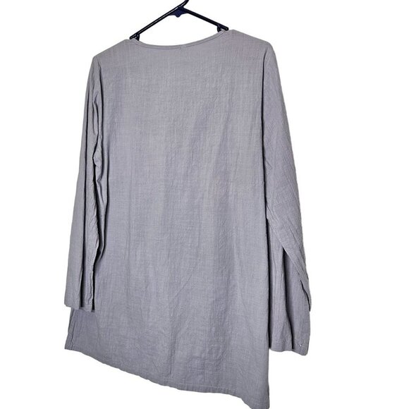 Slowcolin Women's Tunic Cotton/Polyester‎ Light Bluish Gray Long Sleeve Button L - Picture 2 of 10